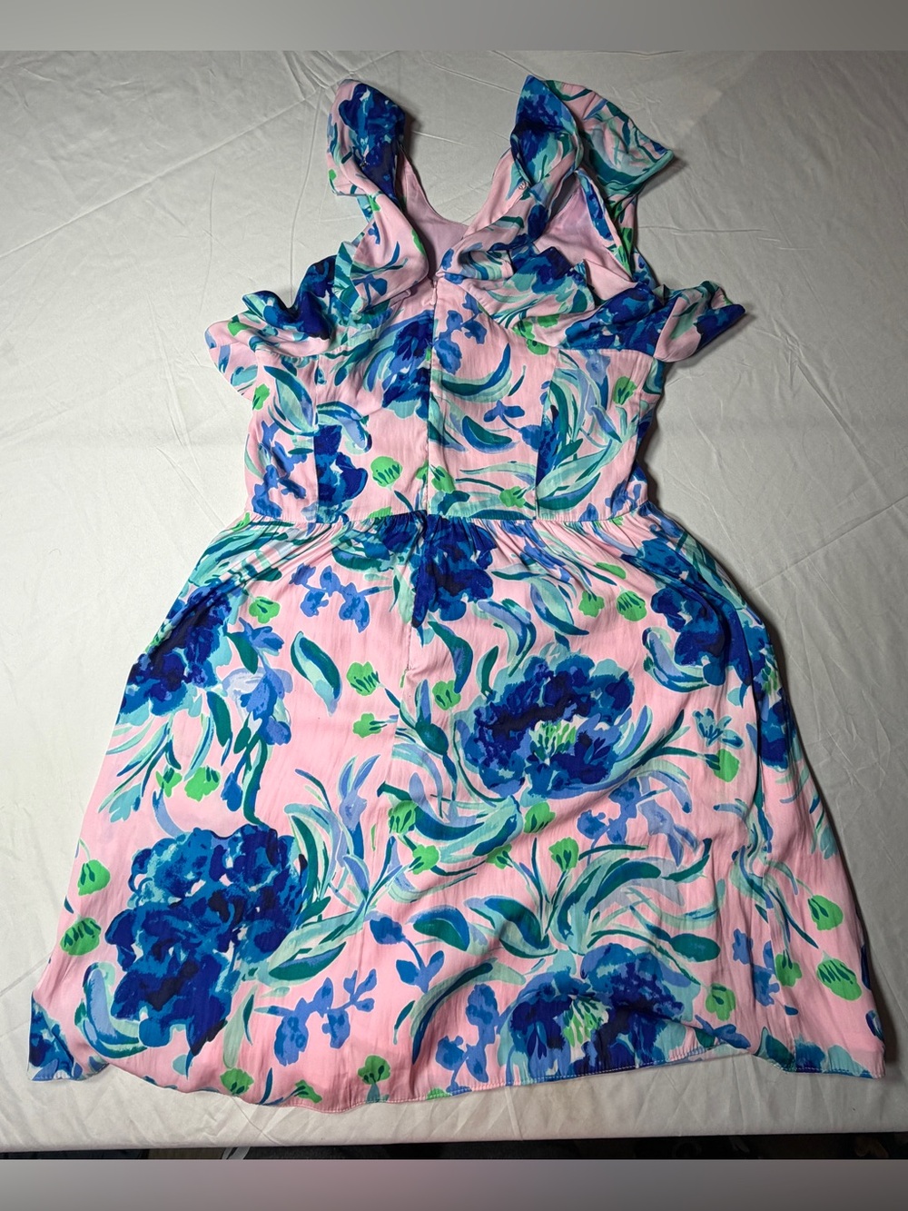 Lilly Pulitzer Rory Dress Pink Tropics Sweet Pea Ruffle Sz 8 - Picture 7 of 8